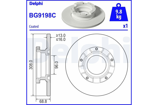 Bremseskive, DELPHI BG9198C